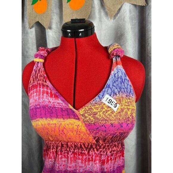 New Directions Women’s Dress Size Small Pink Multicolor Sleeveless V-Neck - Picture 2 of 5